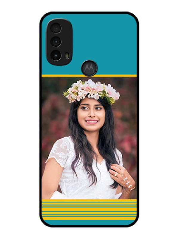 Custom Moto E40 Custom Metal Phone Case - Yellow and Blue Design