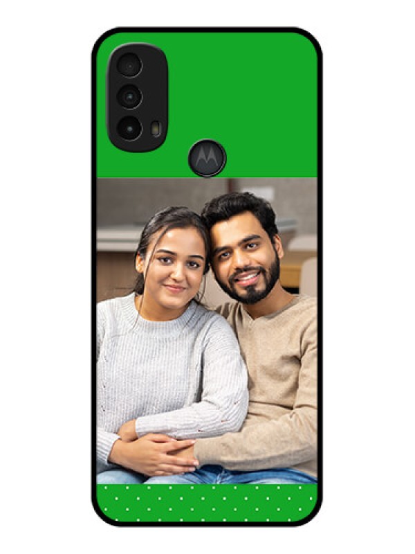 Custom Moto E40 Custom Metal Phone Case - Green Pattern Design