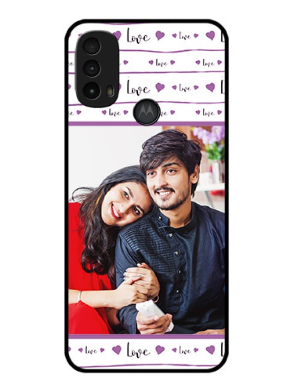 Custom Moto E40 Custom Metal Phone Case - Couples Heart Design