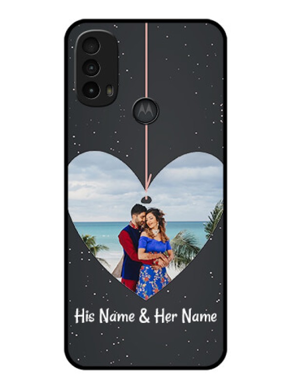 Custom Moto E40 Custom Metal Phone Case - Hanging Heart Design