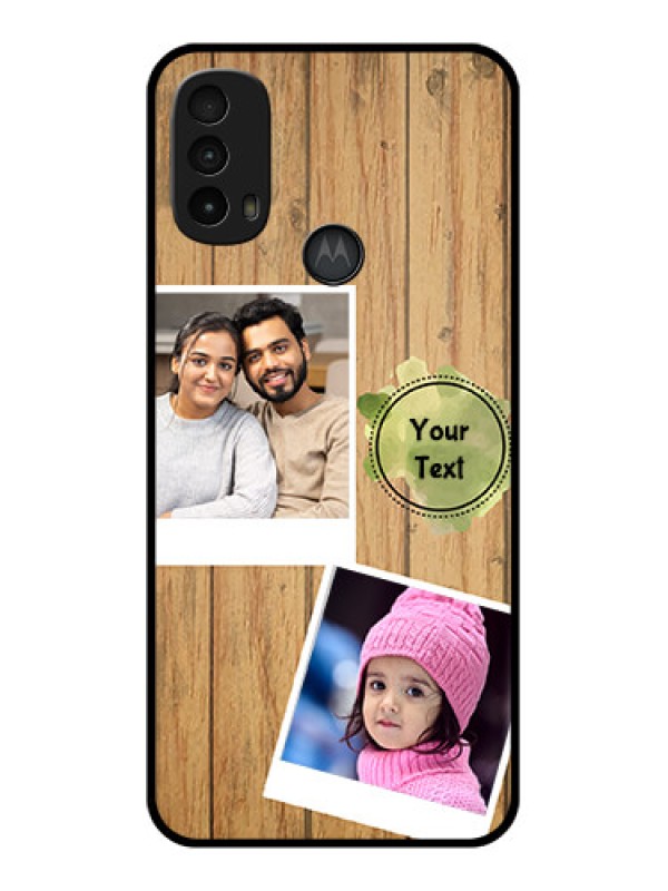 Custom Moto E40 Custom Metal Phone Case - Wooden Texture Design