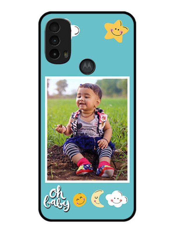 Custom Moto E40 Custom Metal Phone Case - Smiley Kids Stars Design