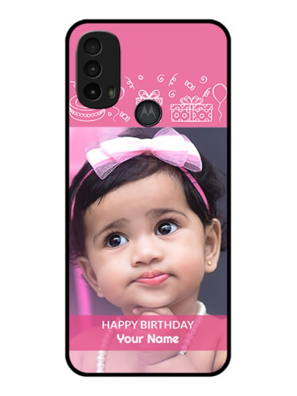 Custom Moto E40 Custom Metal Phone Case - With Birthday Line Art Design