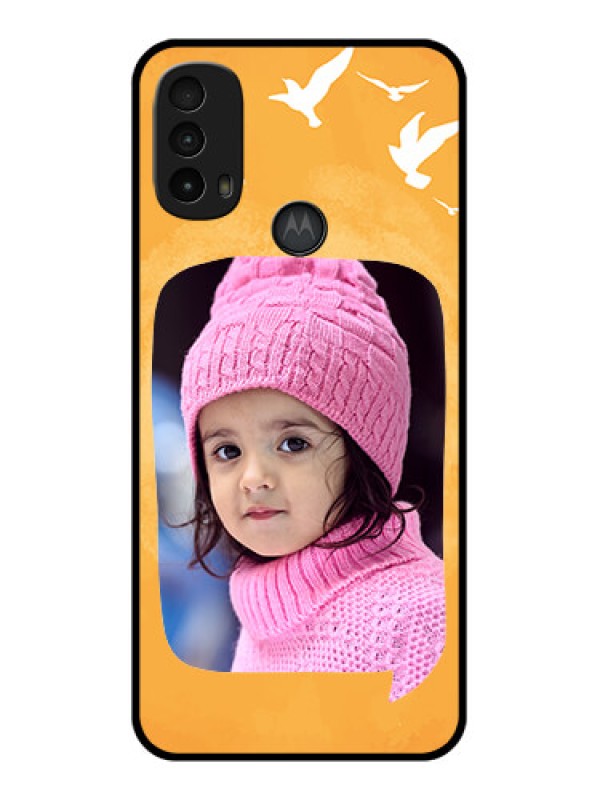 Custom Moto E40 Custom Metal Phone Case - Water Color Design With Bird Icons