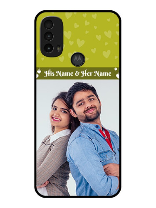 Custom Moto E40 Custom Metal Phone Case - You and Me Heart Design