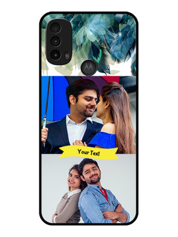 Custom Moto E40 Custom Metal Phone Case - Image With Boho Peacock Feather Design