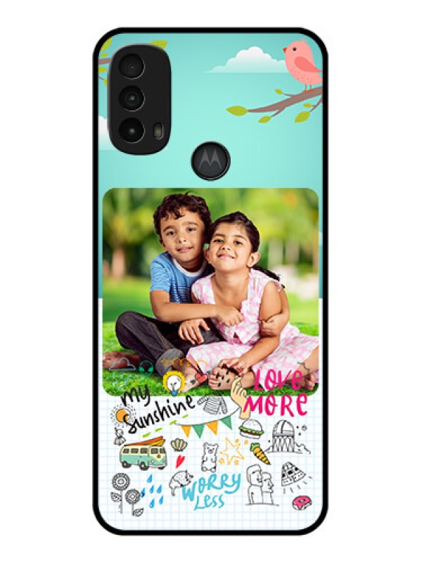 Custom Moto E40 Custom Metal Phone Case - Doodle Love Design