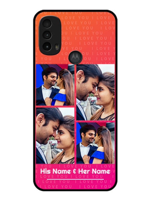Custom Moto E40 Custom Metal Phone Case - I Love You Pink Design