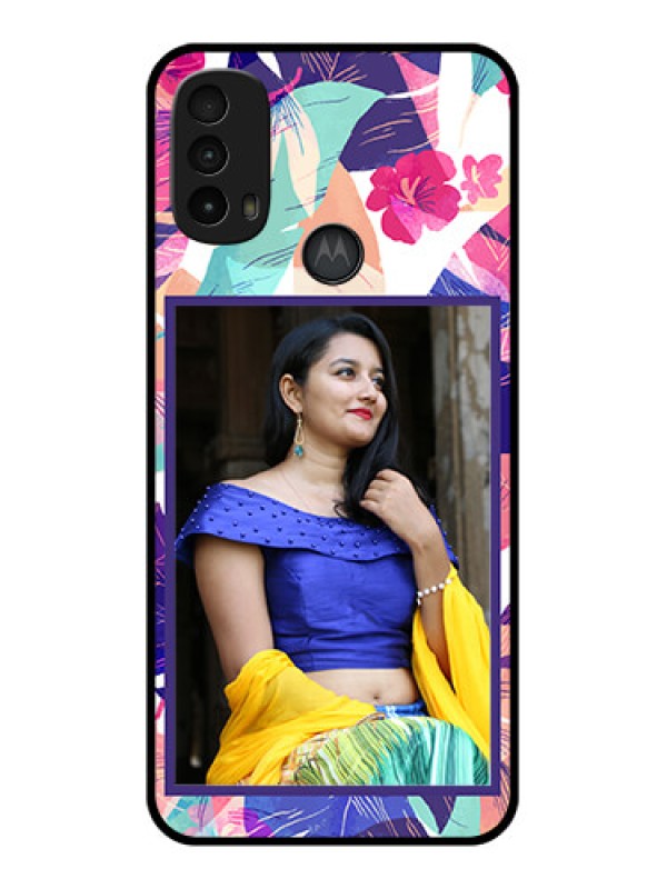 Custom Moto E40 Custom Metal Phone Case - Abstract Floral Design