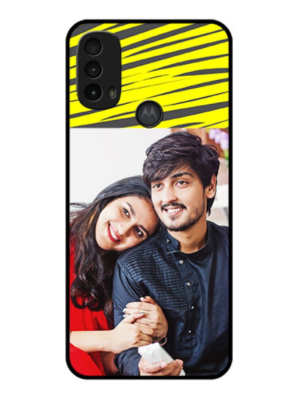 Custom Moto E40 Custom Metal Phone Case - Yellow Abstract Design
