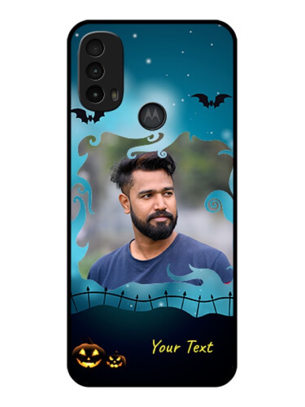 Custom Moto E40 Custom Metal Phone Case - Halloween Frame Design