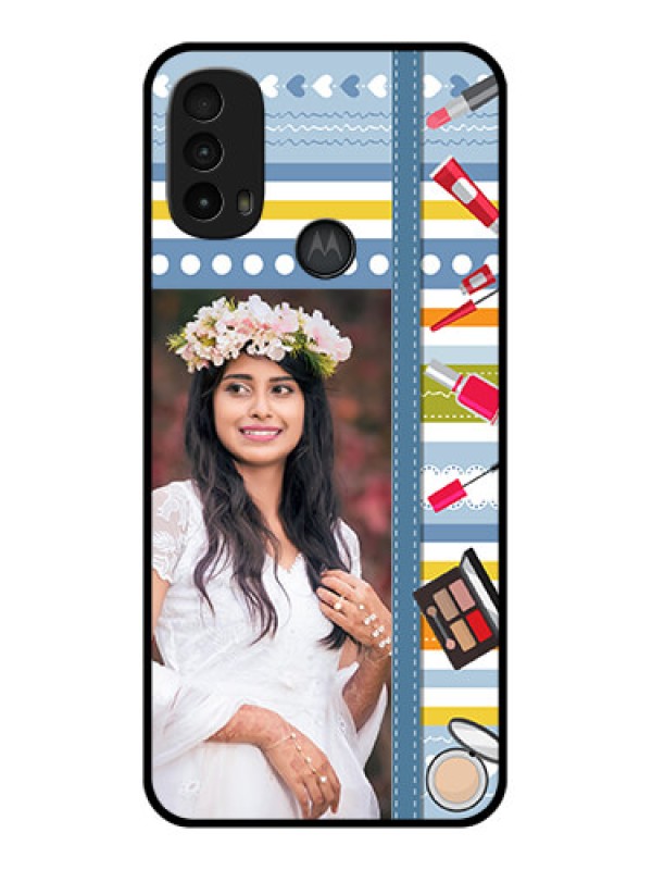 Custom Moto E40 Custom Metal Phone Case - Makeup Icons Design