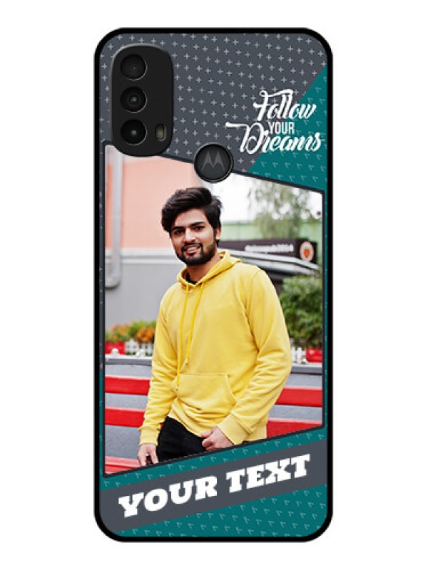 Custom Moto E40 Custom Metal Phone Case - Background Pattern Design With Quote