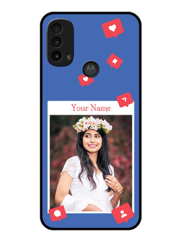 Custom Moto E40 Custom Metal Phone Case - Like Share And Comment Design