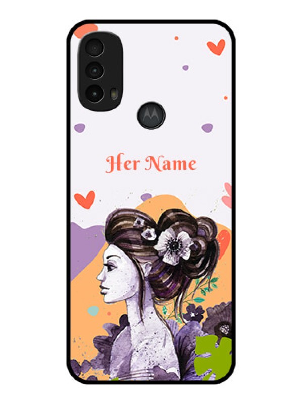 Custom Moto E40 Custom Metal Phone Case - Woman And Nature Design