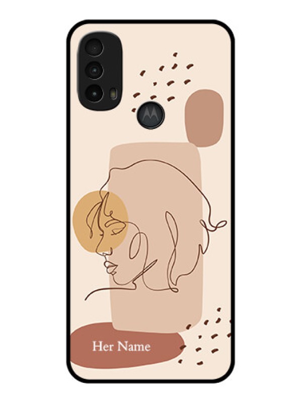 Custom Moto E40 Custom Metal Phone Case - Calm Woman Line Art Design