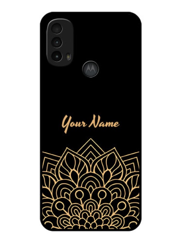 Custom Moto E40 Custom Metal Phone Case - Golden Mandala Design