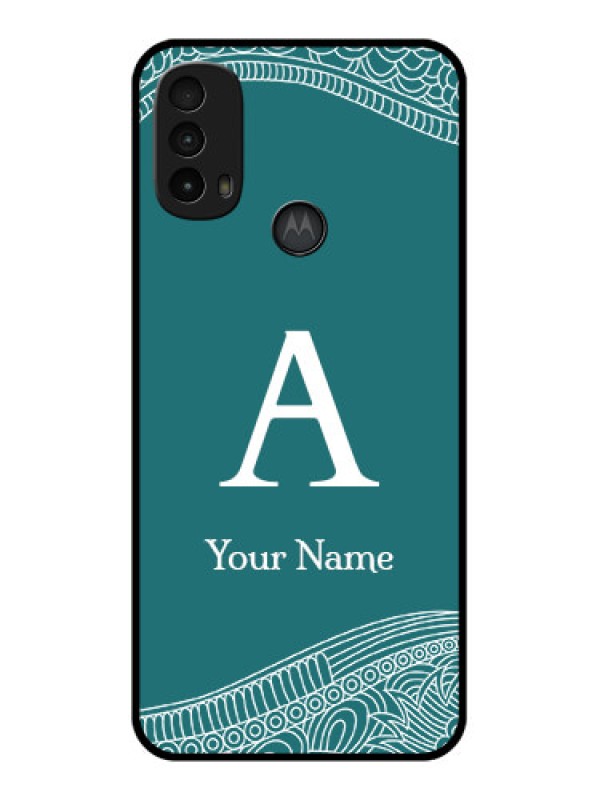 Custom Moto E40 Custom Metal Phone Case - Line Art Pattern With Custom Name Design