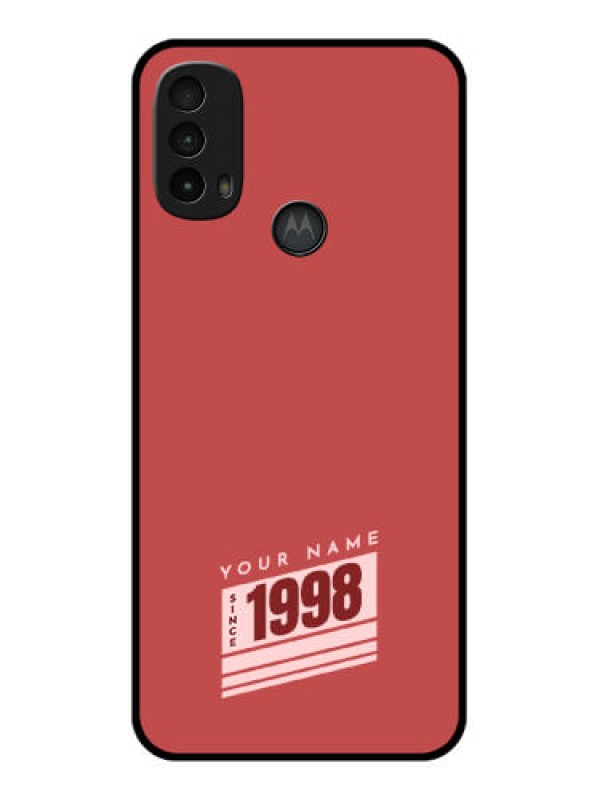 Custom Moto E40 Custom Metal Phone Case - Red Custom Year Of Birth Design