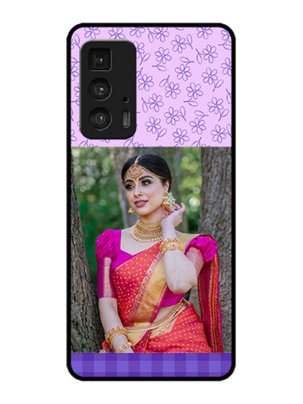 Custom Edge 20 Pro Custom Metal Phone Case - Purple Floral Design