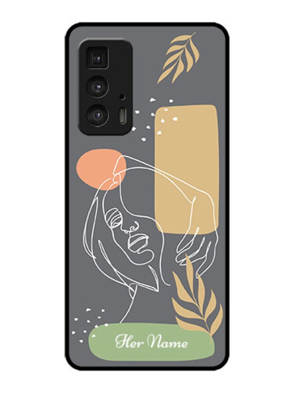 Custom Edge 20 Pro Custom Metal Phone Case - Gazing Woman Line Art Design