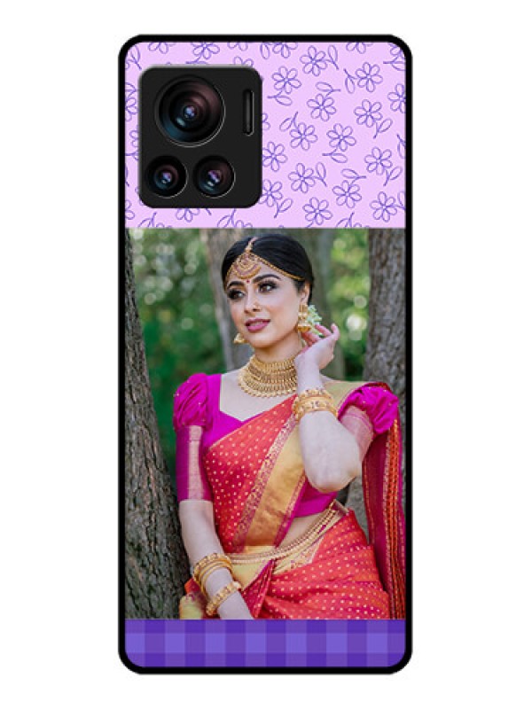 Custom Edge 30 Ultra Custom Metal Phone Case - Purple Floral Design