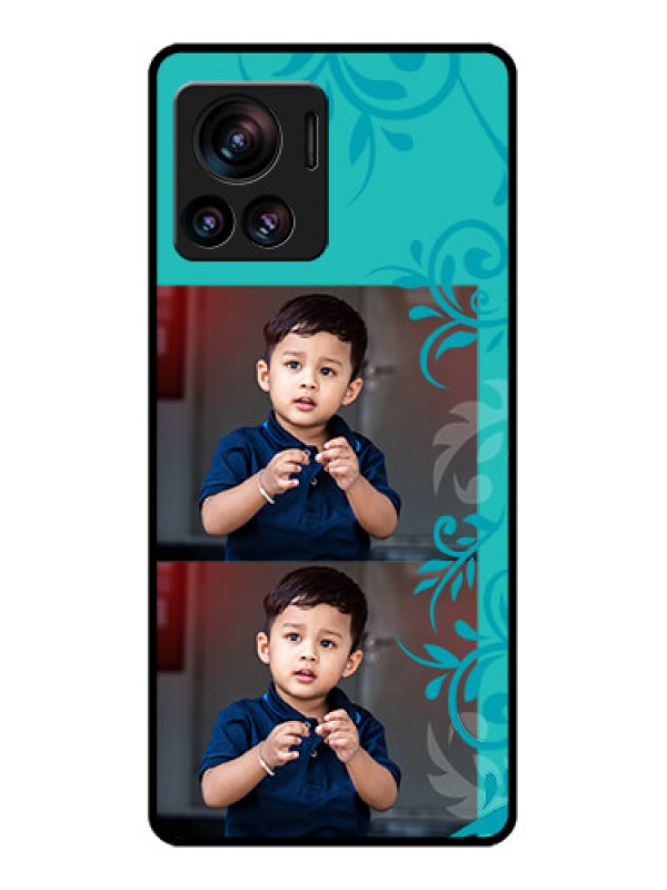 Custom Edge 30 Ultra Custom Metal Phone Case - With Photo And Green Floral Design