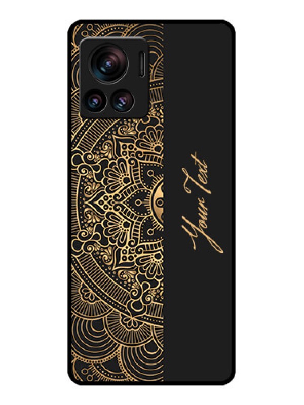 Custom Edge 30 Ultra Custom Metal Phone Case - Mandala Art With Custom Text Design