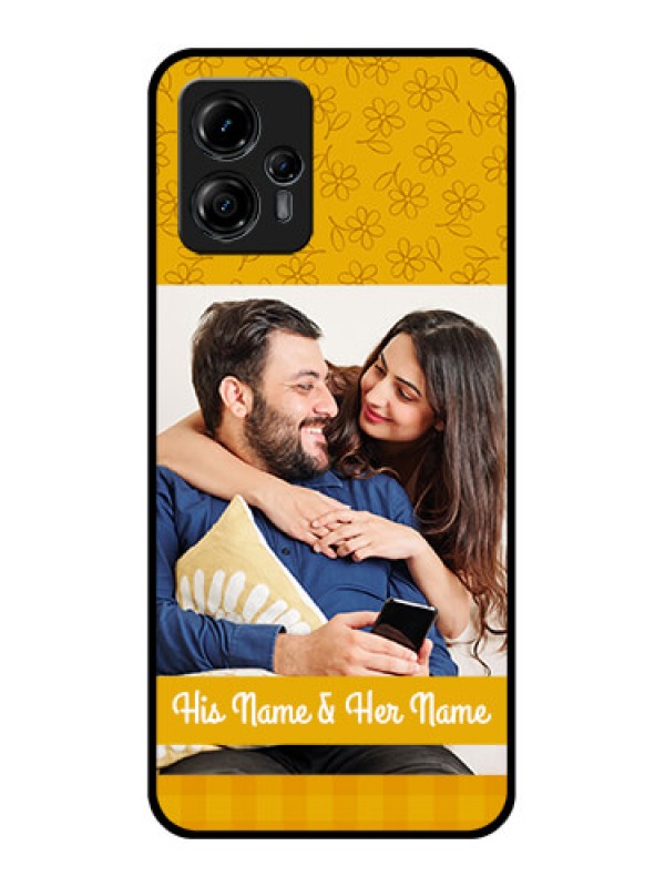 Custom Moto G13 Custom Metal Phone CaseYellow Floral Design