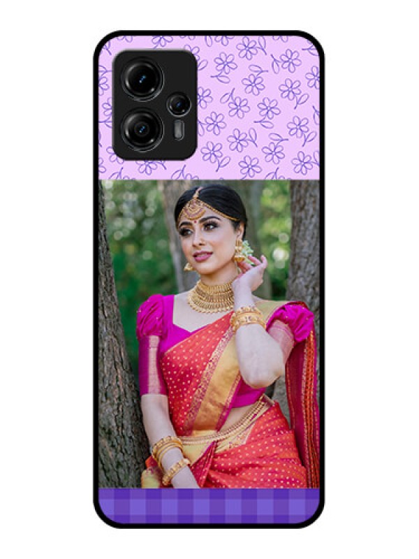 Custom Moto G13 Custom Metal Phone CasePurple Floral Design