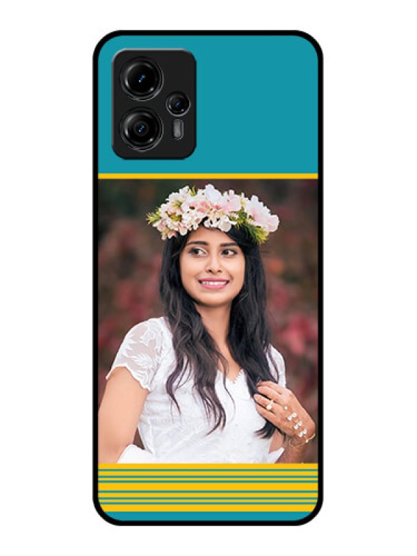 Custom Moto G13 Custom Metal Phone CaseYellow and Blue Design