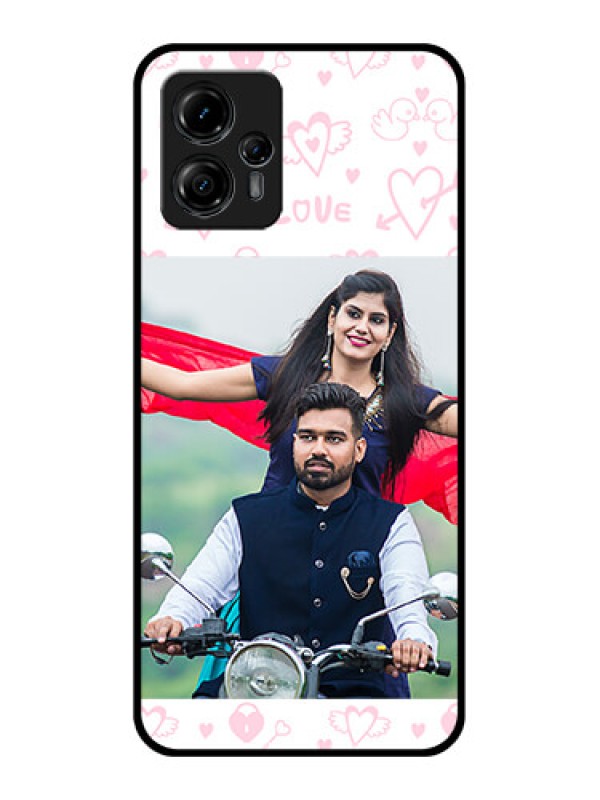 Custom Moto G13 Custom Metal Phone CasePink Flying Heart Design