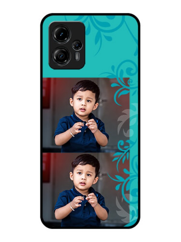 Custom Moto G13 Custom Metal Phone CaseWith Photo And Green Floral Design