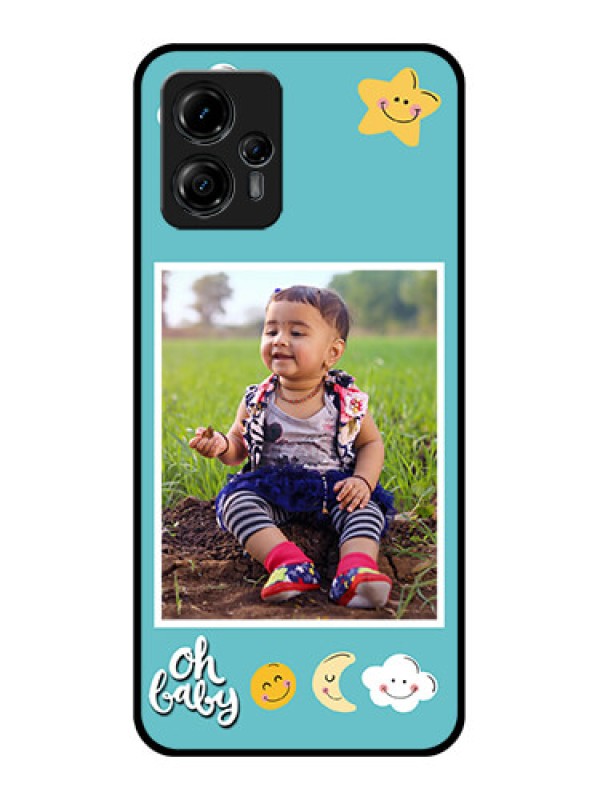 Custom Moto G13 Custom Metal Phone CaseSmiley Kids Stars Design
