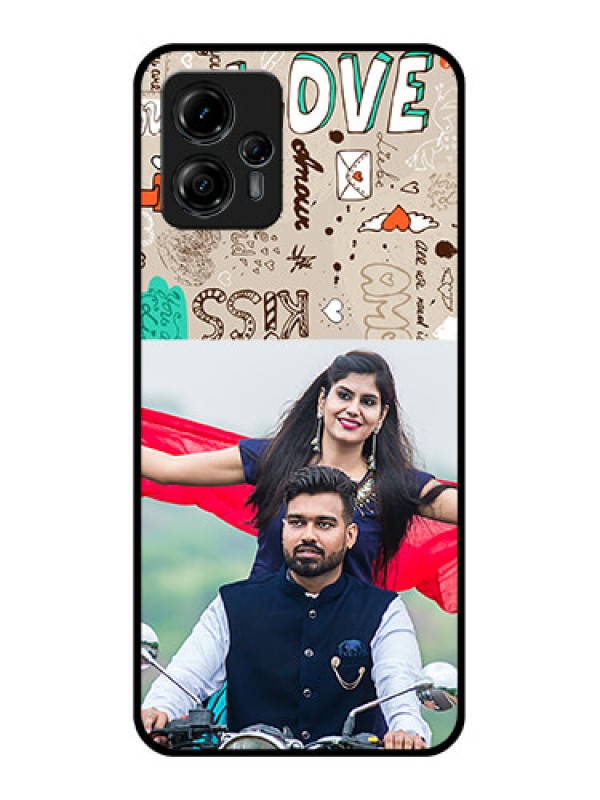 Custom Moto G13 Custom Metal Phone CaseLove Doodle Pattern