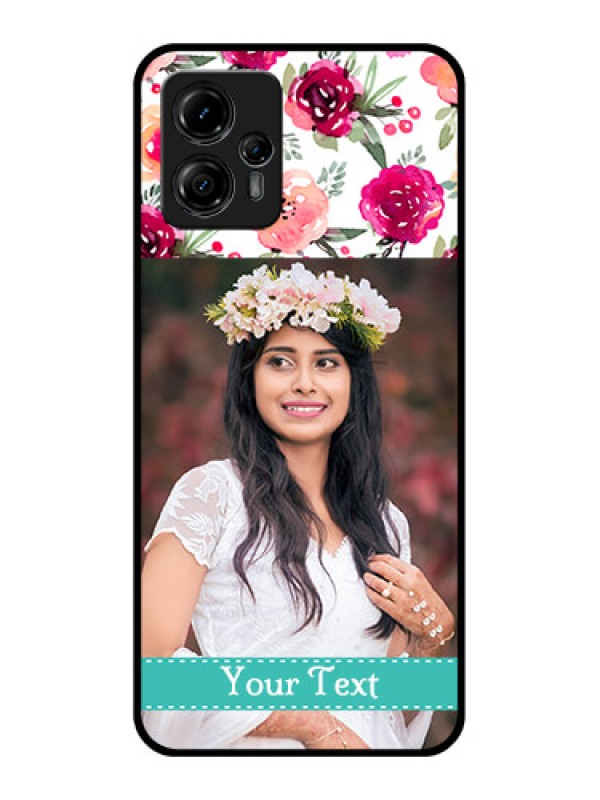 Custom Moto G13 Custom Metal Phone CaseWater Colors Floral Design