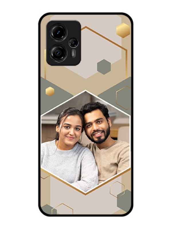 Custom Moto G13 Custom Metal Phone CaseStylish Hexagon Pattern Design