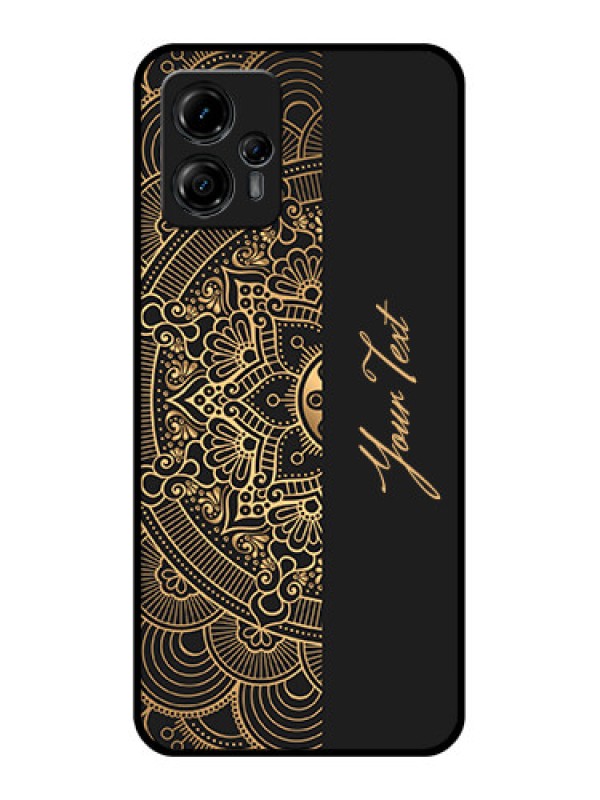 Custom Moto G13 Custom Metal Phone CaseMandala Art With Custom Text Design