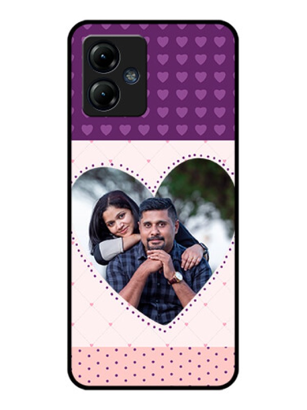 Custom Moto G14 Custom Metal Phone CaseViolet Love Dots Design