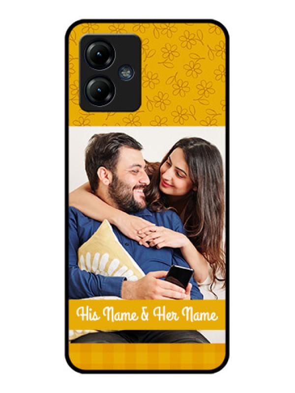 Custom Moto G14 Custom Metal Phone CaseYellow Floral Design