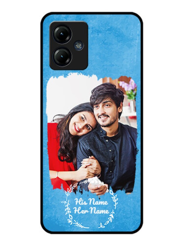 Custom Moto G14 Custom Metal Phone CaseBlue Color Vintage Design