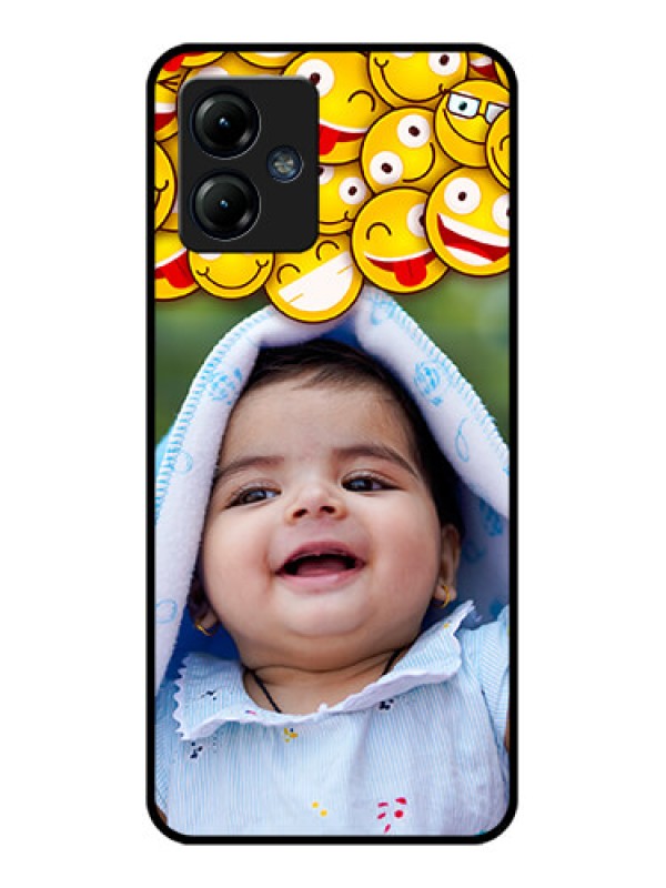 Custom Moto G14 Custom Metal Phone CaseWith Smiley Emoji Design