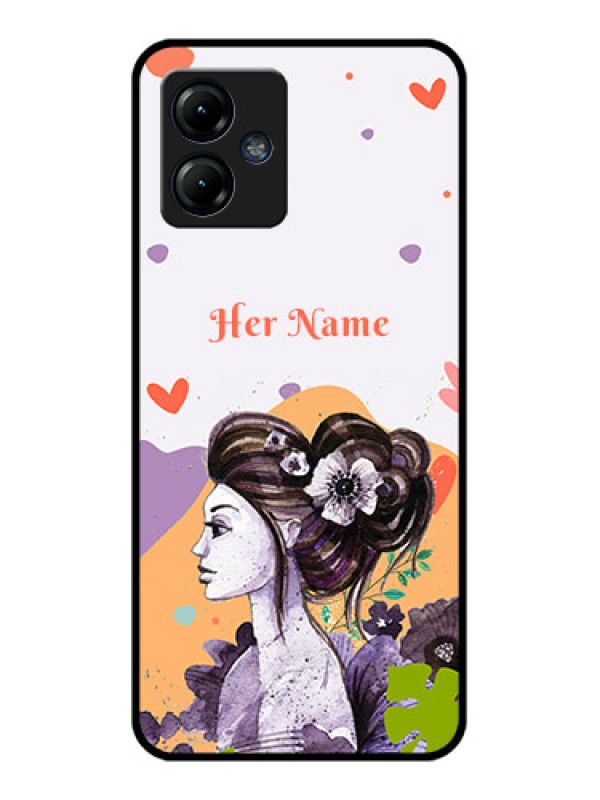 Custom Moto G14 Custom Metal Phone CaseWoman And Nature Design