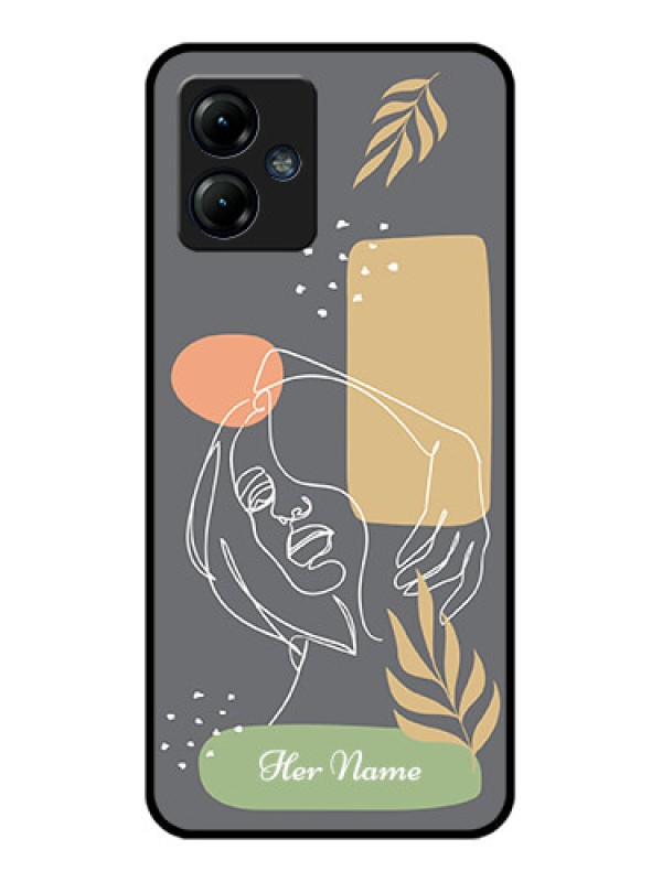 Custom Moto G14 Custom Metal Phone CaseGazing Woman Line Art Design
