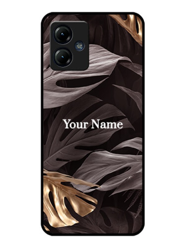 Custom Moto G14 Custom Metal Phone CaseWild Leaves Digital Paint Design