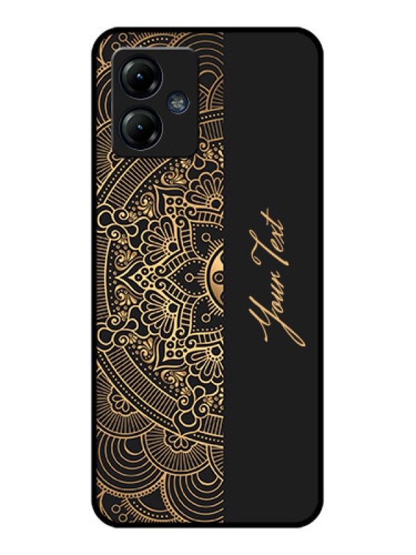 Custom Moto G14 Custom Metal Phone CaseMandala Art With Custom Text Design