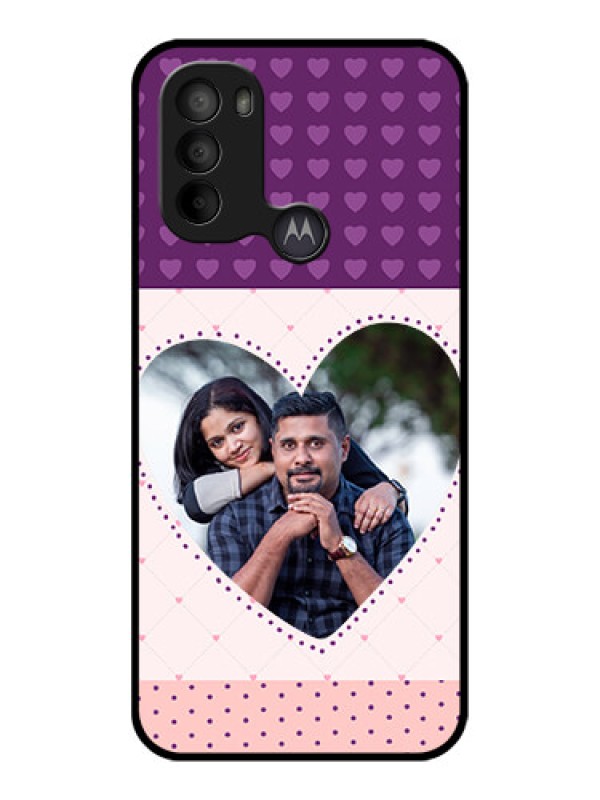 Custom Moto G31 Custom Metal Phone CaseViolet Love Dots Design