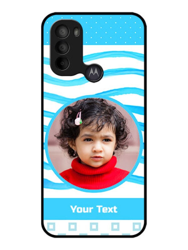 Custom Moto G31 Custom Metal Phone CaseSimple Blue Case Design