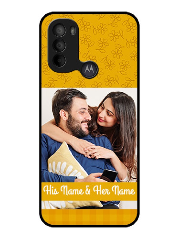 Custom Moto G31 Custom Metal Phone CaseYellow Floral Design