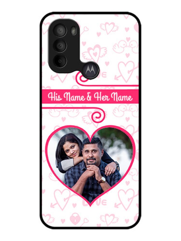 Custom Moto G31 Custom Metal Phone CaseHeart Shape Love Design